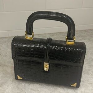 Glam Brown Faux Croc Handbag